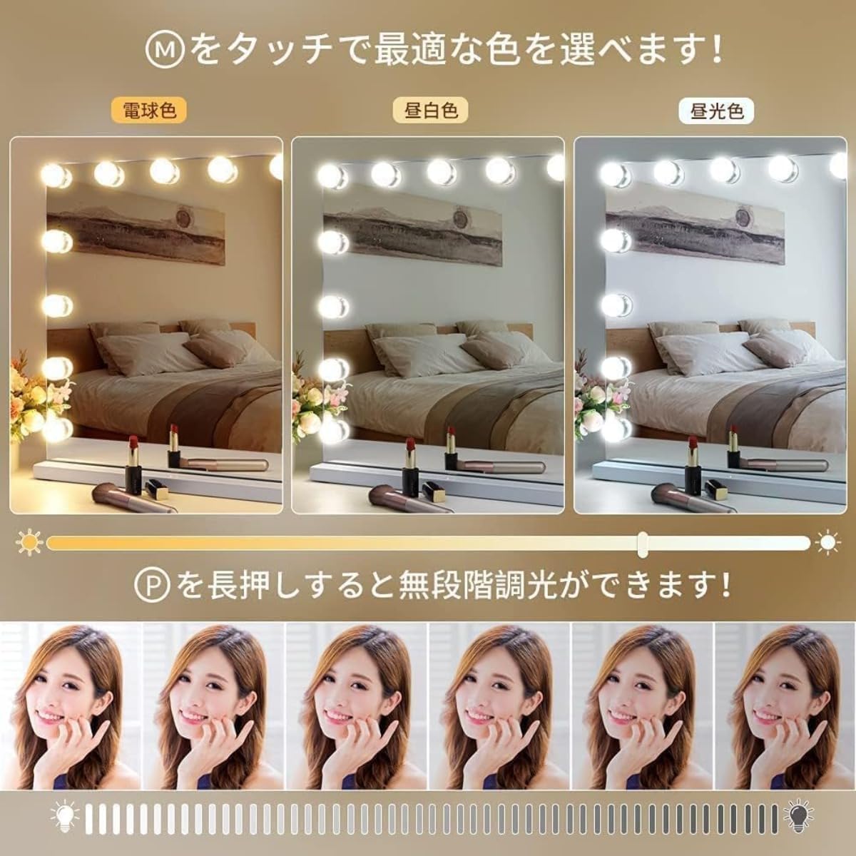 ANYHI 女優ミラー 卓上 人気 ハリウッドミラー ライトミラー ライト